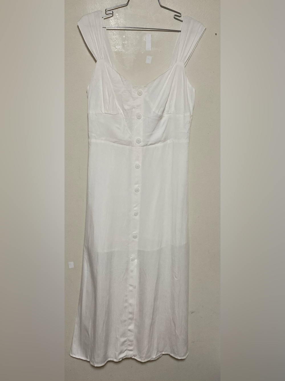 RIHOAS White Button-Down Satin Chemise